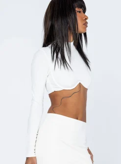 Princess Polly Lorenzo Long Sleeve Top  White Cheap