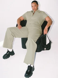 Princess Polly Loretta Jumpsuitcurve   Khaki Best Sale