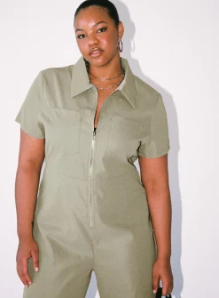 Princess Polly Loretta Jumpsuitcurve Khaki Best Sale