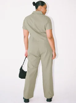 Princess Polly Loretta Jumpsuitcurve Khaki Best Sale