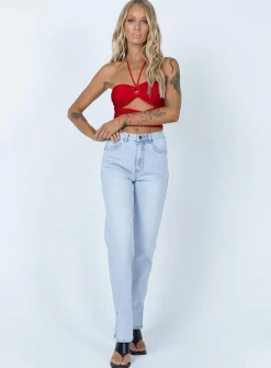 Princess Polly Loriella Ring Detail Crop Top  Red Hot