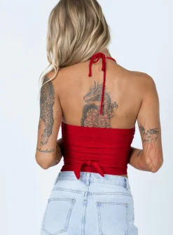 Princess Polly Loriella Ring Detail Crop Top  Red Hot