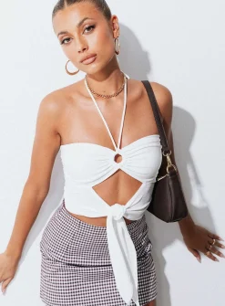 Princess Polly Loriella Ring Detail Crop Top  White Flash Sale