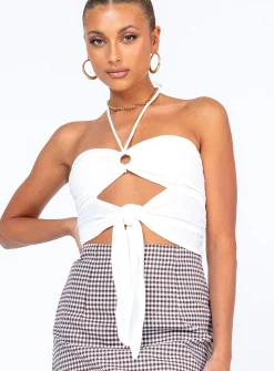 Princess Polly Loriella Ring Detail Crop Top  White Flash Sale