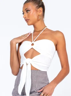 Princess Polly Loriella Ring Detail Crop Top  White Flash Sale