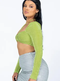 Princess Polly Loriella Ring Detail Long Sleeve Top  Green Store