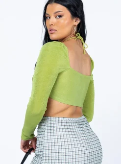 Princess Polly Loriella Ring Detail Long Sleeve Top  Green Store