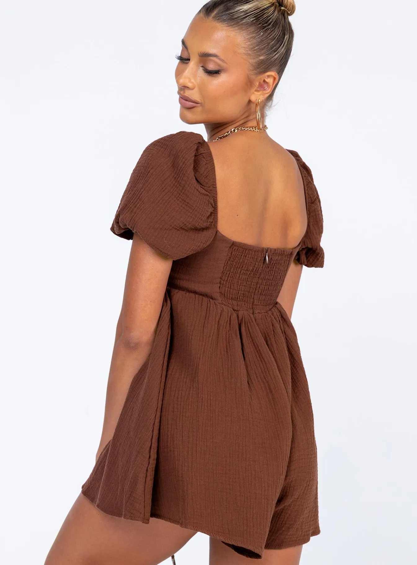 Princess Polly Lorna Romper Brown Clearance