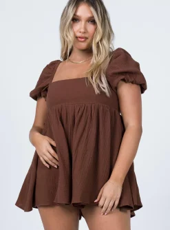 Princess Polly Lorna Romper Brown Clearance
