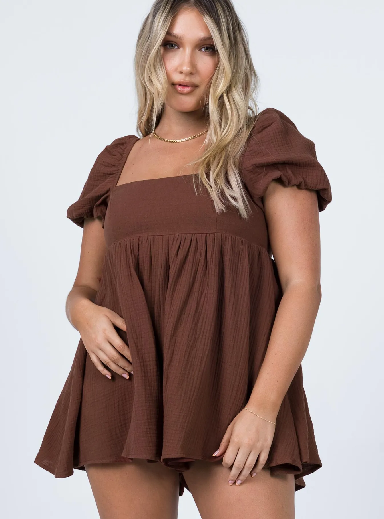 Princess Polly Lorna Romper Brown Clearance