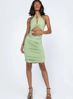 Princess Polly Lorraine Mini Dress  Green Clearance