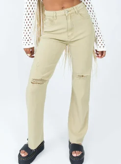 Princess Polly Lou Jeans  Beige Online