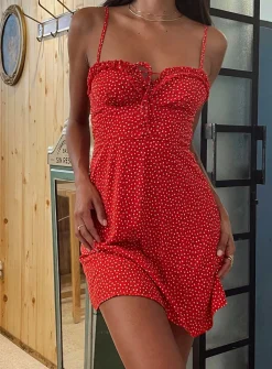 Princess Polly Love Birds Mini Dress  Red Shop