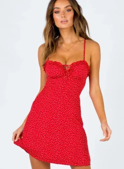 Princess Polly Love Birds Mini Dress  Red Shop