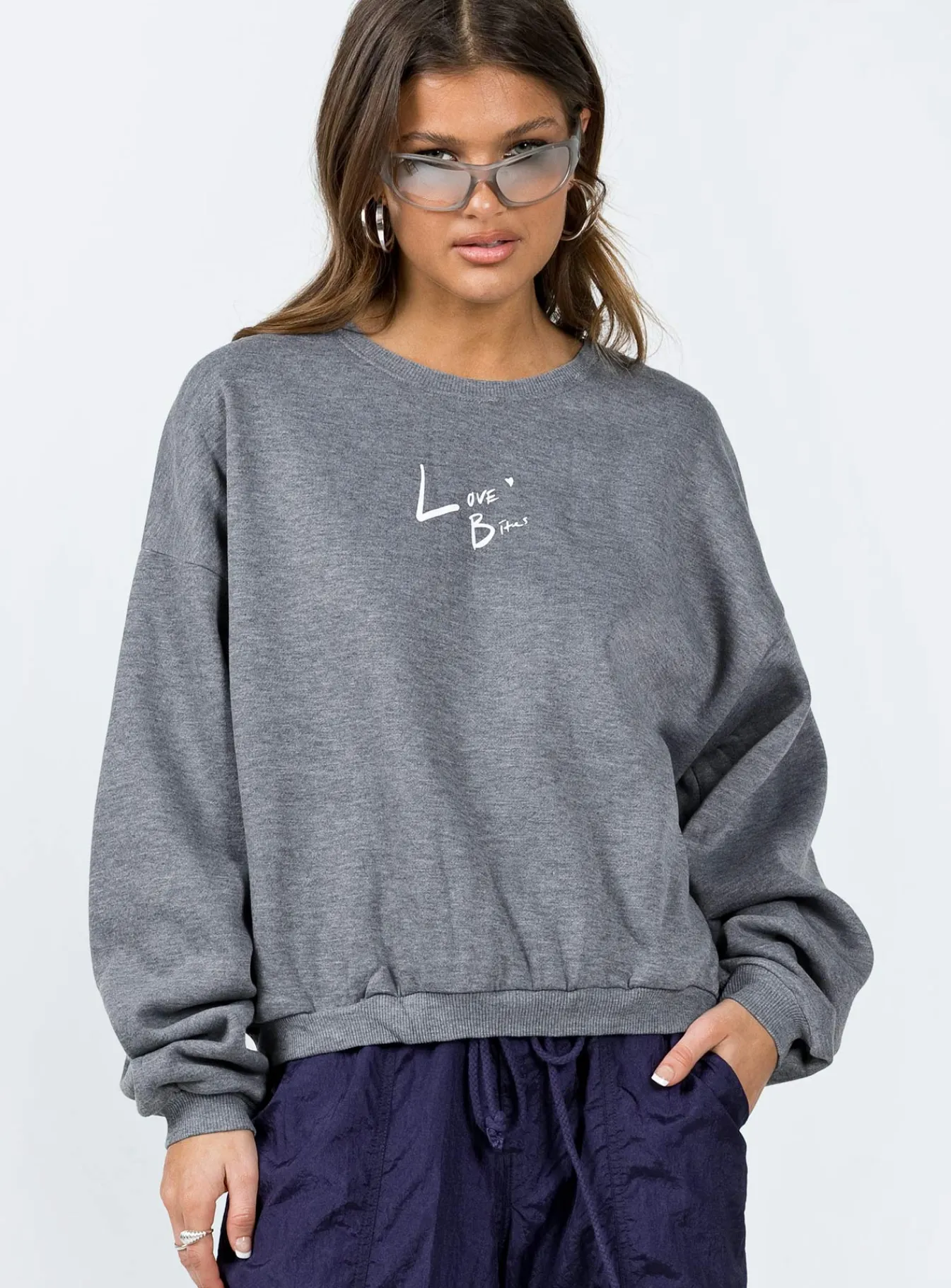 Princess Polly Love Bites Sweatshirt Grey Cheap
