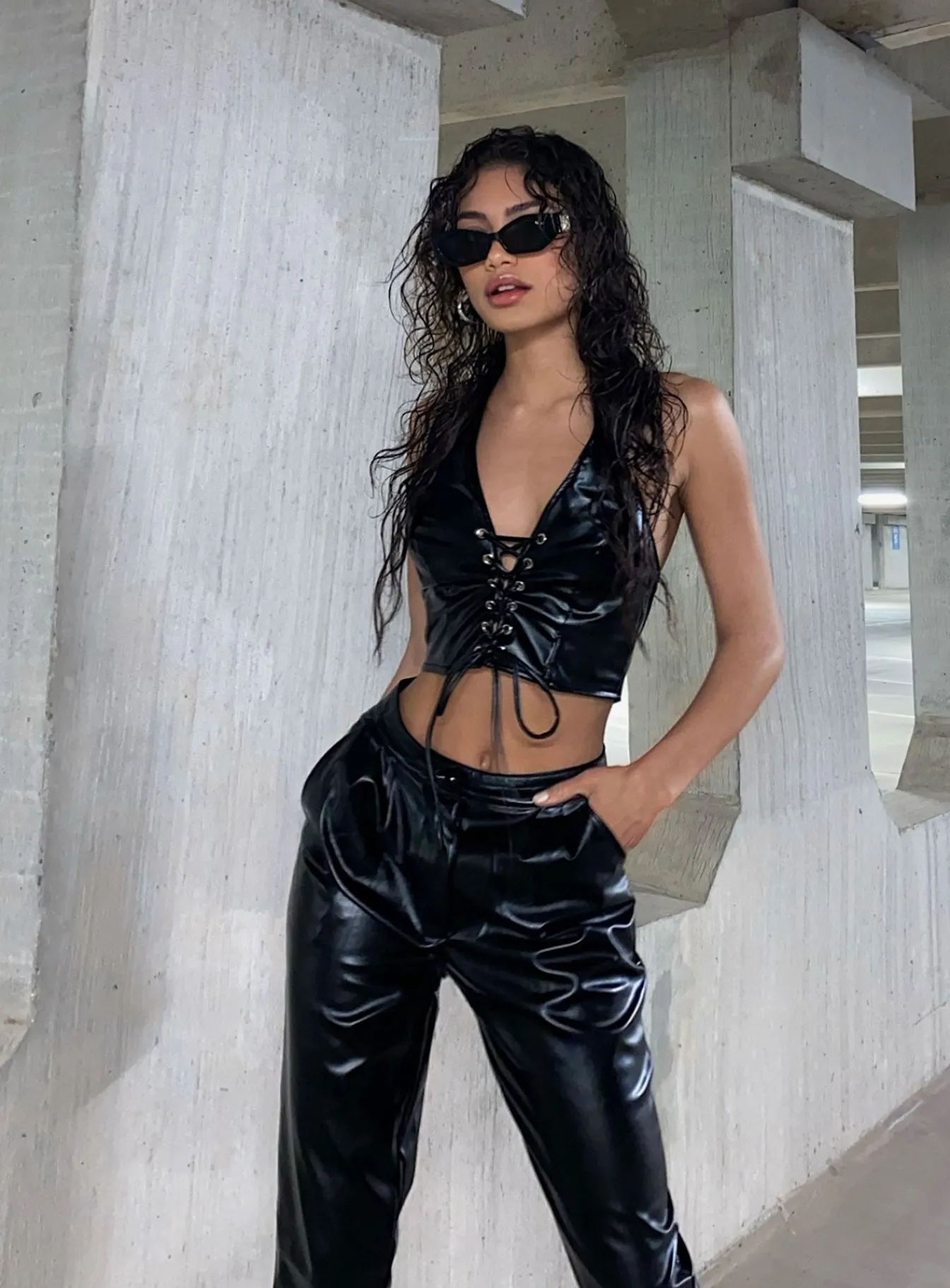 Princess Polly Love Club Pants Black Sale
