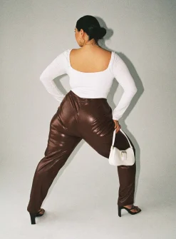 Princess Polly Love Club Pantscurve   Brown Cheap