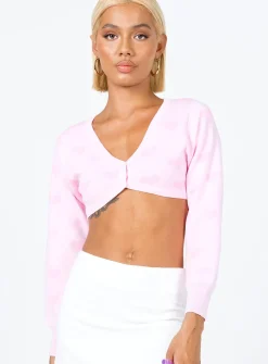Princess Polly Love Galore Cropped Cardigan  Pink Best