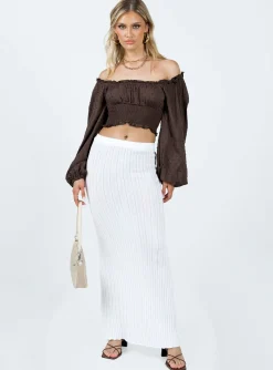 Princess Polly Love Galore Long Sleeve Top  Brown Hot