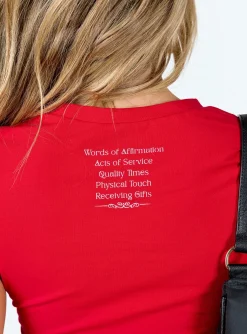 Princess Polly Love Language Tee Red Clearance