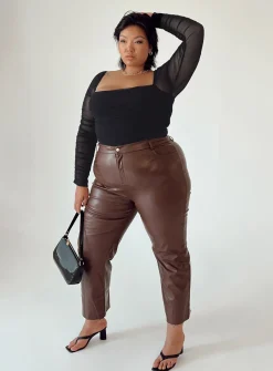 Princess Polly Love Lies Pantscurve   Brown Cheap