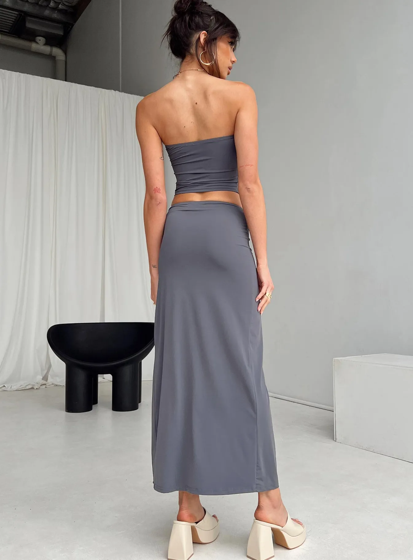 Princess Polly Lowell Maxi Skirt Grey Shop