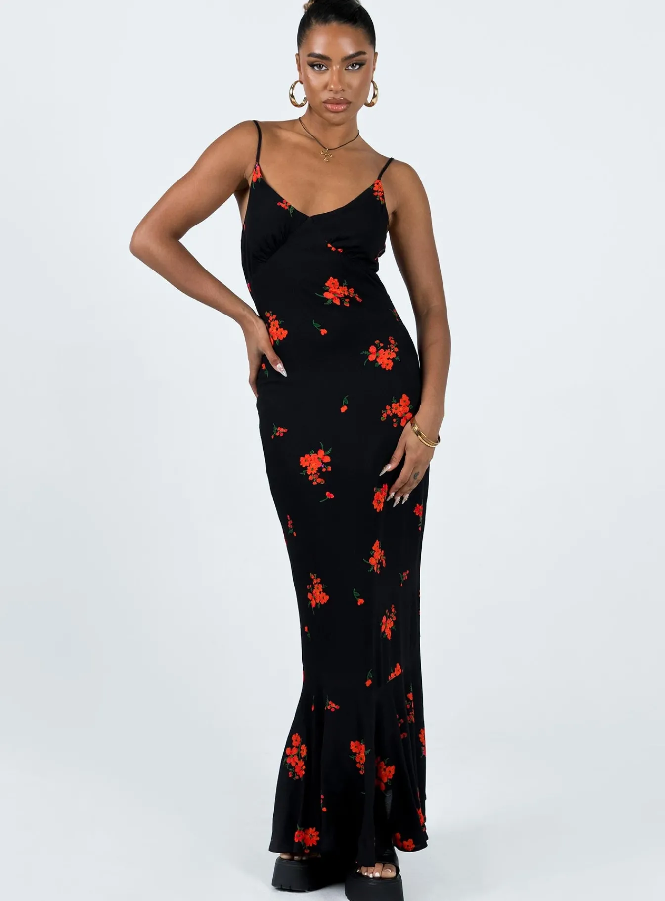 Princess Polly Lucan Maxi Dress Black / Red Flash Sale
