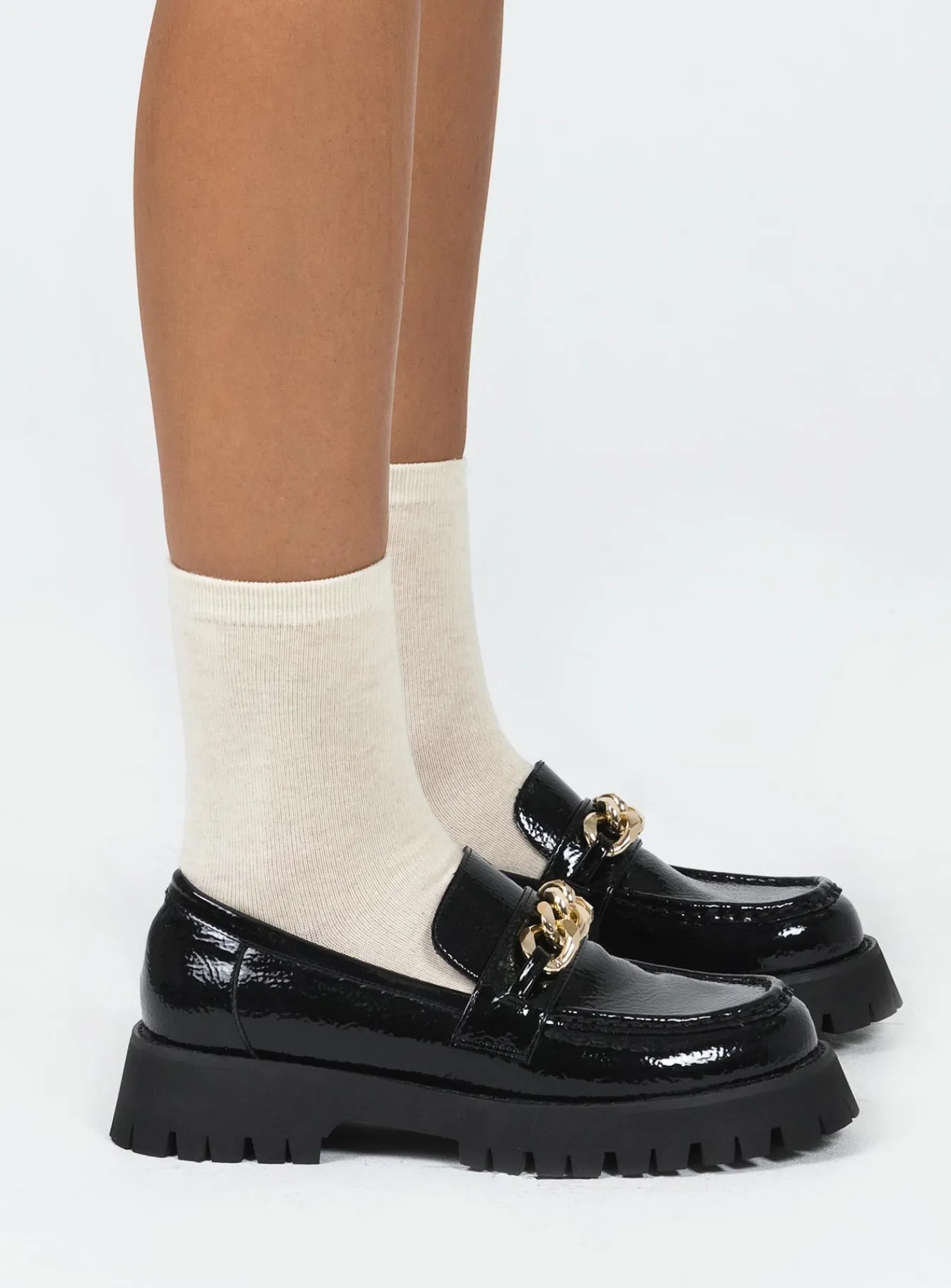 Princess Polly Lucille Loafer Patent Black Clearance