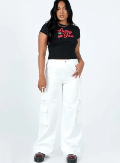 Princess Polly Lucky You Cherry Tee Black Discount