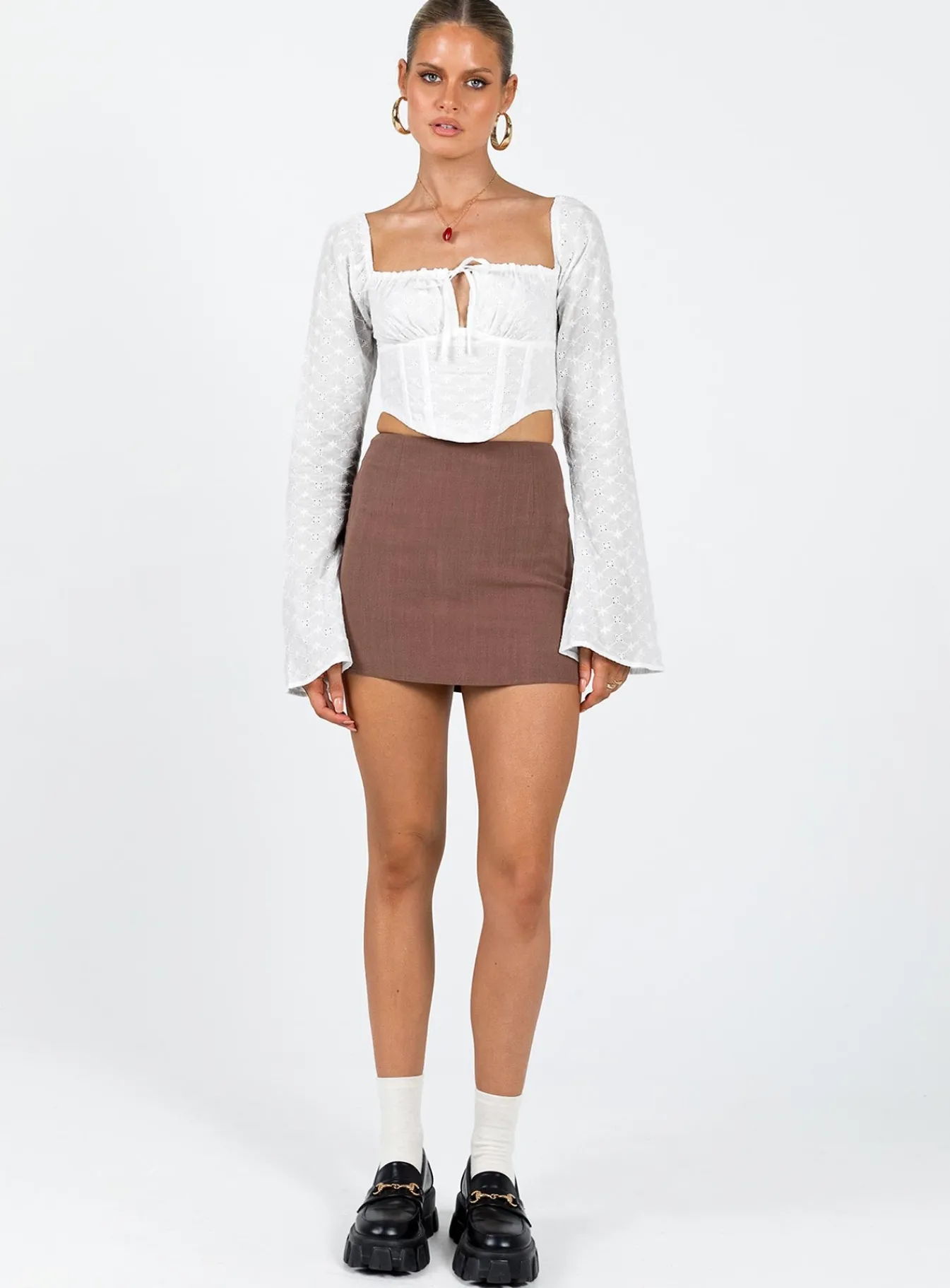 Princess Polly Ludlow Long Sleeve Top Ivory Store