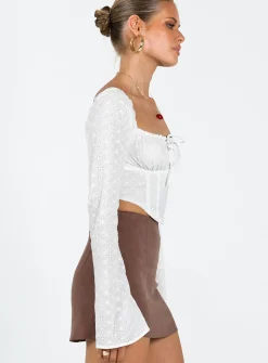 Princess Polly Ludlow Long Sleeve Top Ivory Store