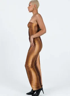 Princess Polly Luela Maxi Dress Brown Clearance