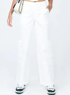 Princess Polly Luna Mid Rise Cargo Pant Off White Cheap