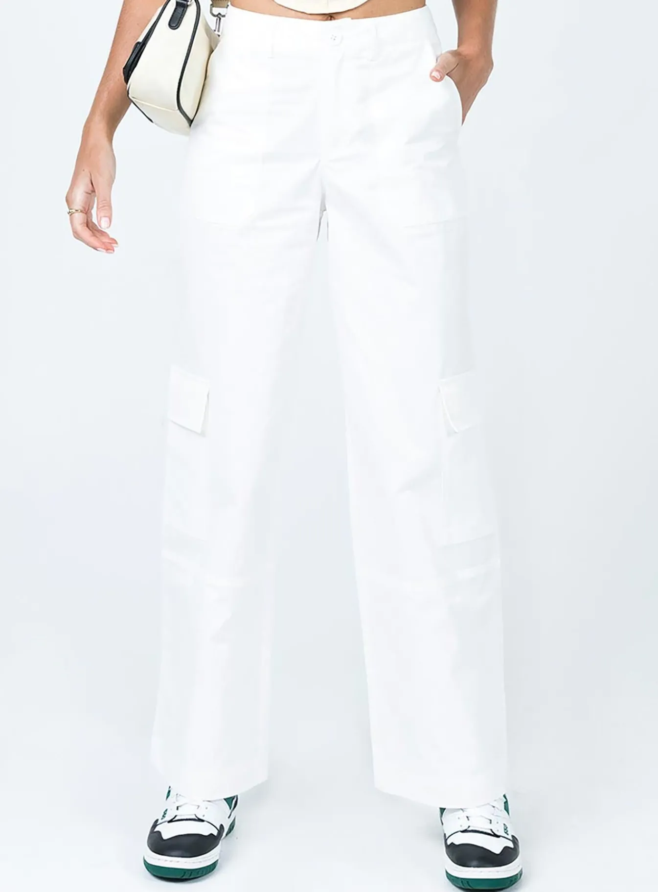 Princess Polly Luna Mid Rise Cargo Pant Off White Cheap