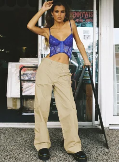 Princess Polly Luna Mid Rise Cargo Pants  Beige Online