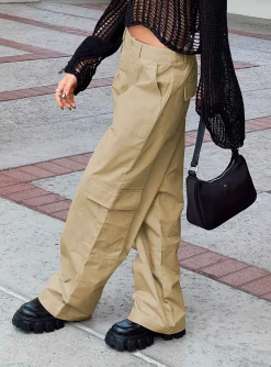 Princess Polly Luna Mid Rise Cargo Pants  Beige Online