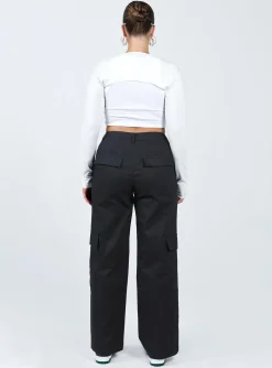 Princess Polly Luna Mid Rise Cargo Pants Black Hot