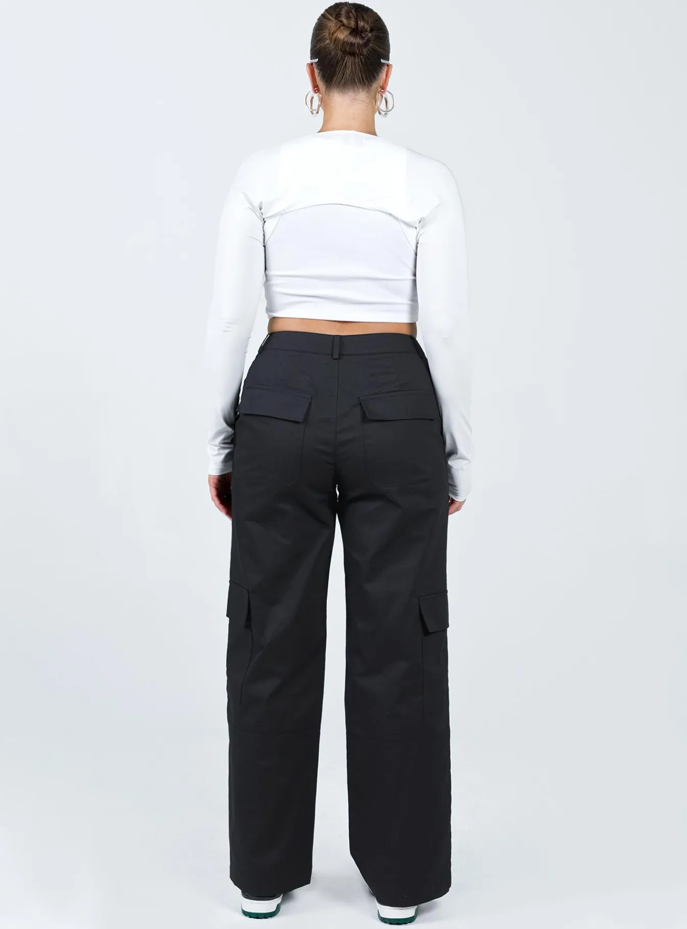 Princess Polly Luna Mid Rise Cargo Pants Black Hot