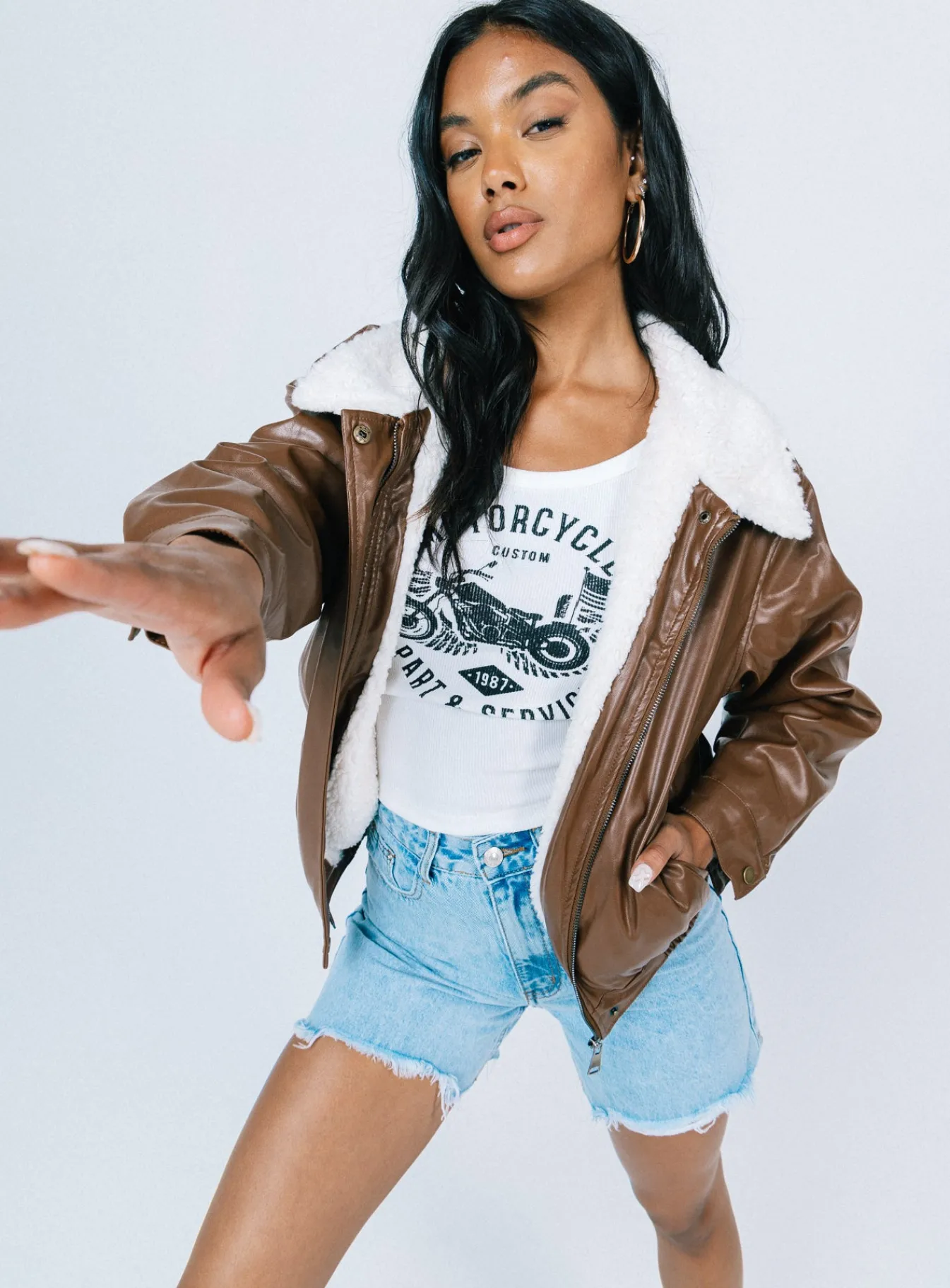 Princess Polly Luna Pu Jacket Brown Online
