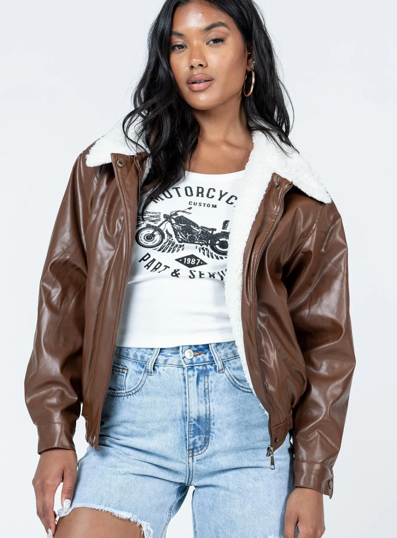Princess Polly Luna Pu Jacket Brown Online
