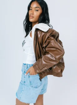 Princess Polly Luna Pu Jacket Brown Online