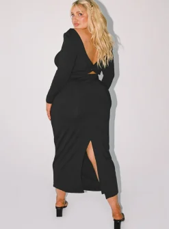 Princess Polly Lyla Maxi Dresscurve Black Clearance