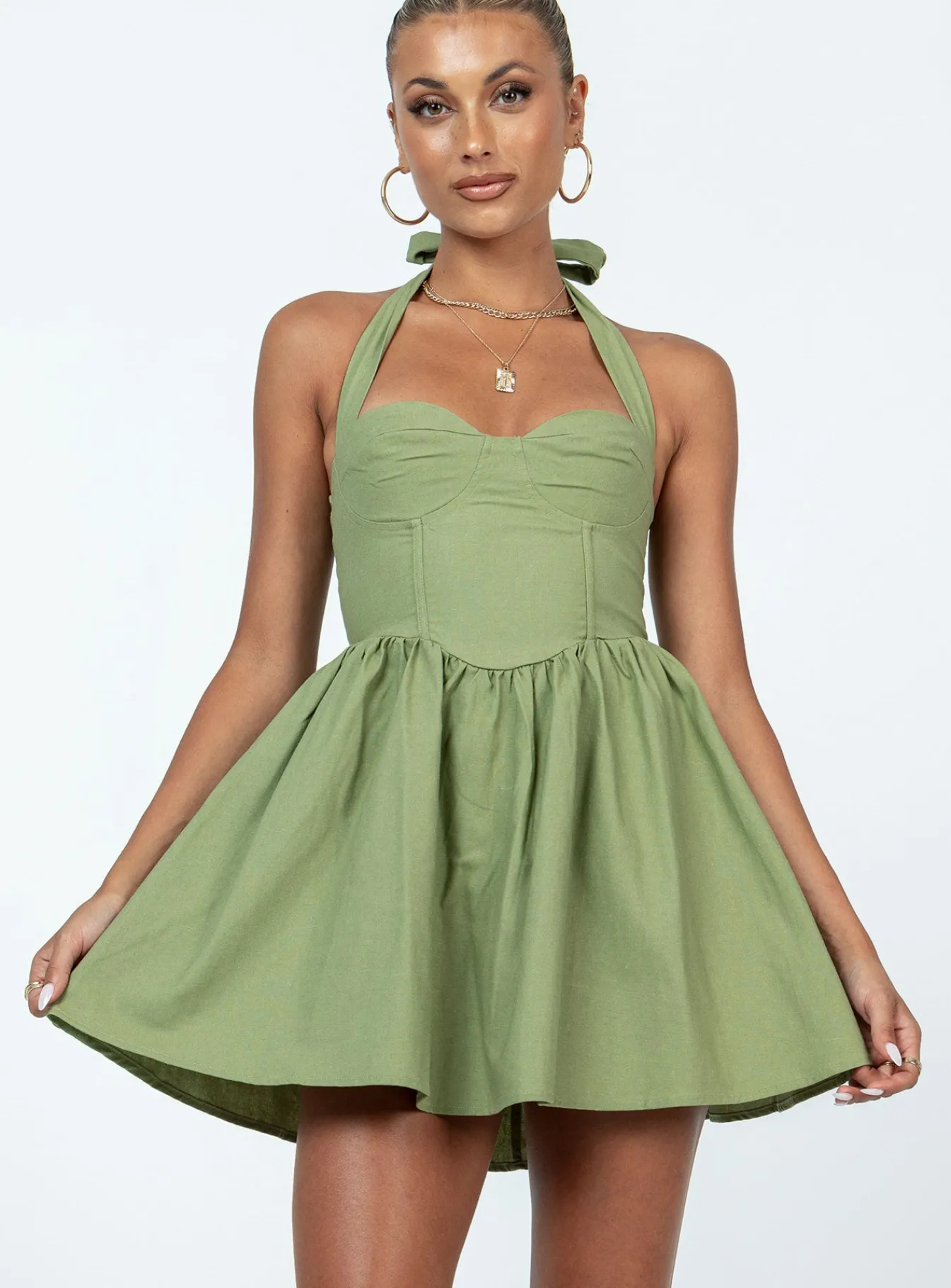 Princess Polly Lyle Mini Dress Sage Sale