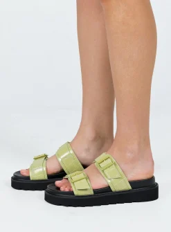 Princess Polly Ma Belle Sandals Matcha Croc   Green Hot