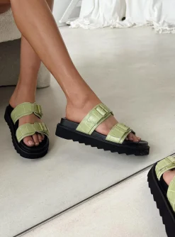 Princess Polly Ma Belle Sandals Matcha Croc   Green Hot