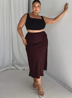 Princess Polly Mabel Midi Skirt Curve   Black Best