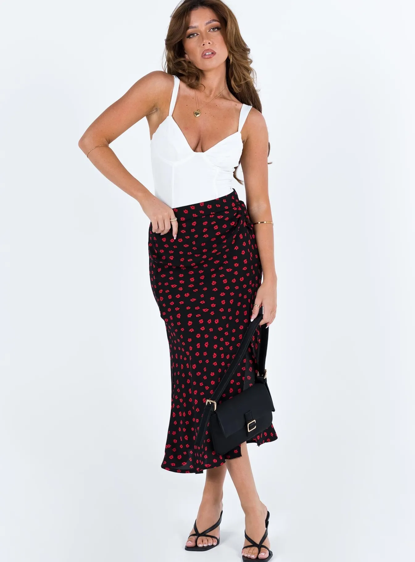 Princess Polly Mabel Midi Skirt Petite Black Cheap