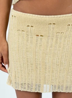 Princess Polly Macaulay Knit Mini Skirt Beige New