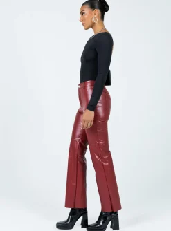 Princess Polly Macey Pants Burgundy Online