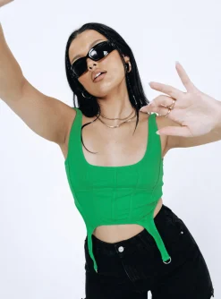 Princess Polly Mackenzie Top  Green Shop